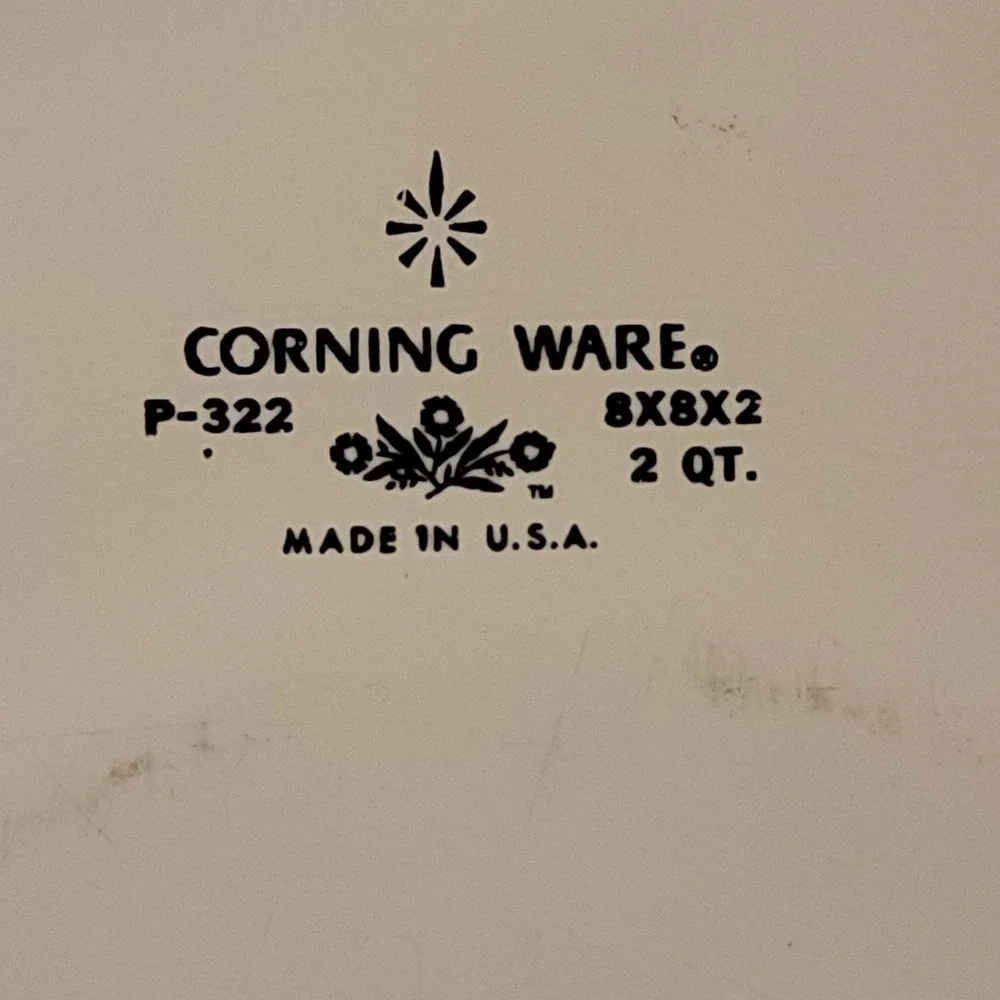 Corning Ware Blue Cornflower 8 x 8 x 2 Square 2QT Casserole Dish P322 Baking Pan